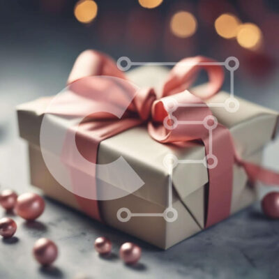 Intra Συλλεκτικό Ξύλινο Παζλ Plywood 4mm - Κουτί δώρου με ροζ κορδέλα και πέρλες σε κομψό μαρμάρινο τραπέζι Σε Ξύλινο Κουτί - Διαστάσεις: 10x10 cm – 25 κομμάτια - Image 1