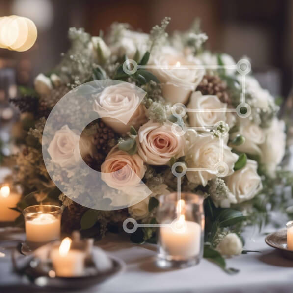 Intra Συλλεκτικό Ξύλινο Παζλ Plywood  4mm - Κομψή διακόσμηση τραπεζιού γάμου με τριαντάφυλλα και κεριά Σε Ξύλινο Κουτί - Διαστάσεις: 10x10 cm – 25 κομμάτια