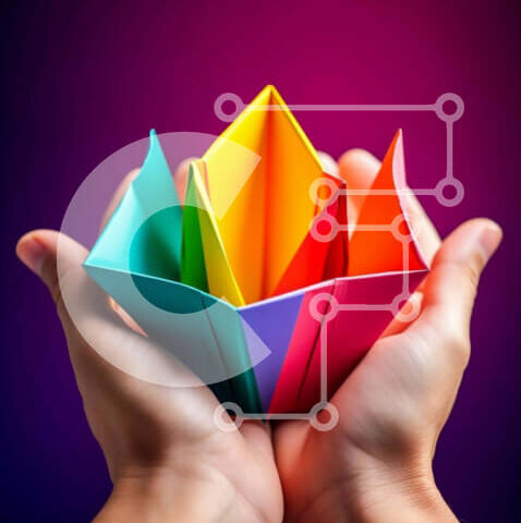 Intra Συλλεκτικό Ξύλινο Παζλ Plywood 4mm - Πολύχρωμο σκάφος Origami που κρατιέται από δύο χέρια Σε Ξύλινο Κουτί - Διαστάσεις: 10x10 cm – 25 κομμάτια - Image 1