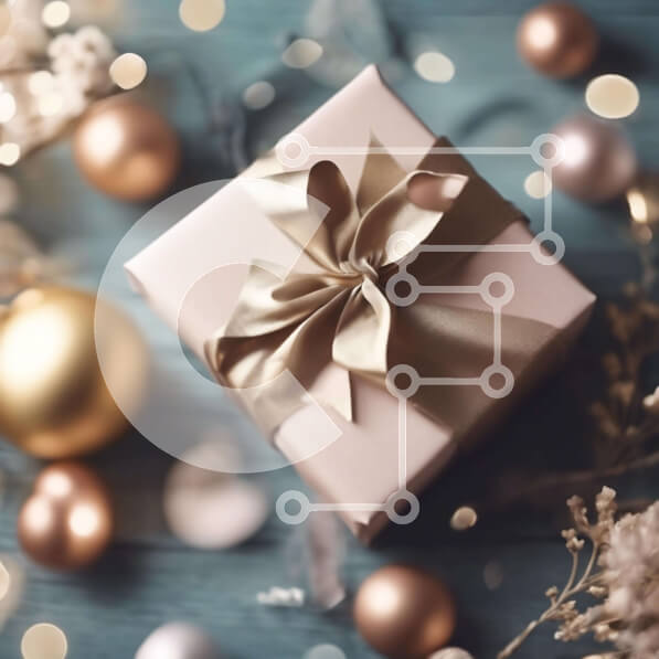 Intra Συλλεκτικό Ξύλινο Παζλ Plywood  4mm - Κομψό ροζ κουτί δώρου με χρυσό φιόγκο και στολίδια Σε Ξύλινο Κουτί - Διαστάσεις: 10x10 cm – 25 κομμάτια