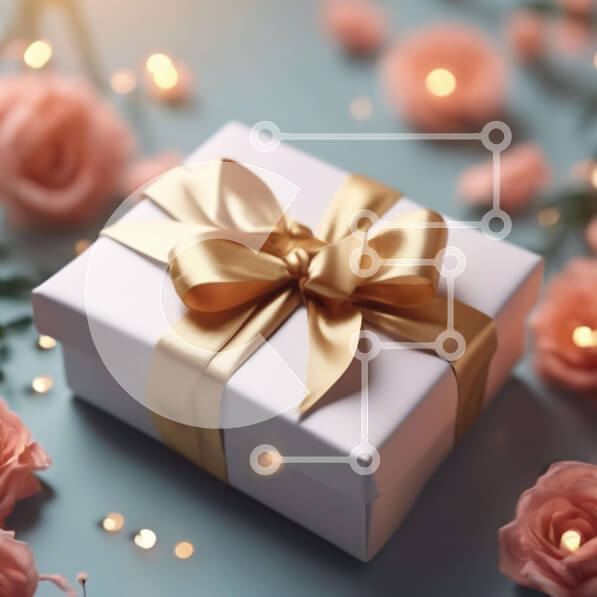 Intra Συλλεκτικό Ξύλινο Παζλ Plywood  4mm - Κουτί δώρου με χρυσή κορδέλα και ροζ τριαντάφυλλα για ειδικές περιστάσεις Σε Ξύλινο Κουτί - Διαστάσεις: 10x10 cm – 25 κομμάτια