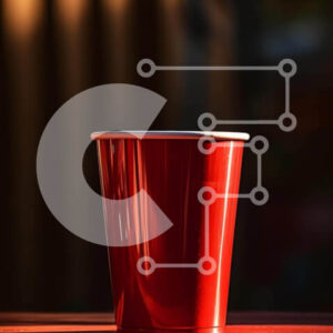 Intra Συλλεκτικό Ξύλινο Παζλ Plywood  4mm - Άδειο κόκκινο χάρτινο κύπελλο σε ξύλινο τραπέζι Σε Ξύλινο Κουτί - Διαστάσεις: 10x10 cm – 25 κομμάτια