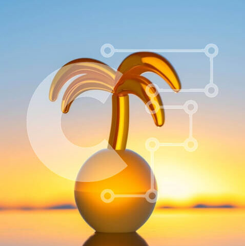 Intra Συλλεκτικό Ξύλινο Παζλ Plywood  4mm - Γλυπτό φοίνικα σε πορτοκαλί σχήμα μπάλας ενάντια στο ηλιοβασίλεμα Σε Ξύλινο Κουτί - Διαστάσεις: 10x10 cm – 25 κομμάτια - Image 1