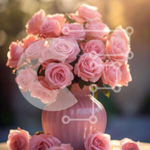 Intra Συλλεκτικό Ξύλινο Παζλ Plywood  4mm - Ροζ τριαντάφυλλα σε ροζ βάζο Σε Ξύλινο Κουτί - Διαστάσεις: 10x10 cm – 25 κομμάτια