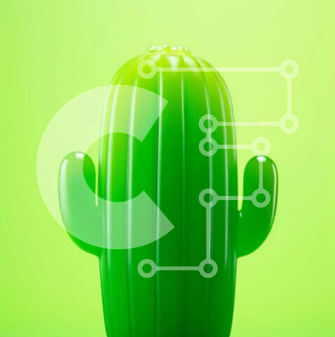 Intra Συλλεκτικό Ξύλινο Παζλ Plywood  4mm - Πράσινο ειδώλιο κάκτου σε πορτοκαλί φόντο Σε Ξύλινο Κουτί - Διαστάσεις: 10x10 cm – 25 κομμάτια - Image 1