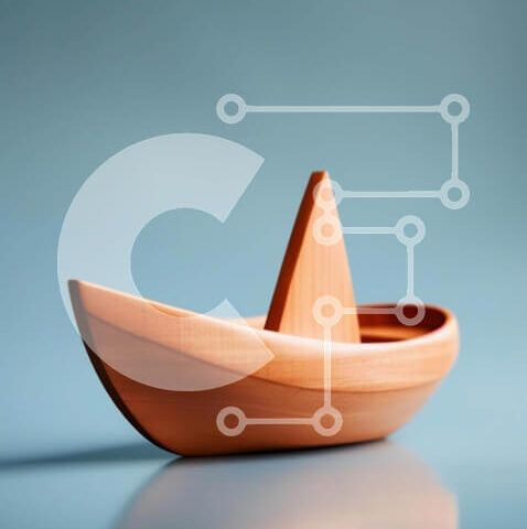 Intra Συλλεκτικό Ξύλινο Παζλ Plywood 4mm - Μικρή ξύλινη βάρκα σε μπλε φόντο Σε Ξύλινο Κουτί - Διαστάσεις: 10x10 cm – 25 κομμάτια - Image 1