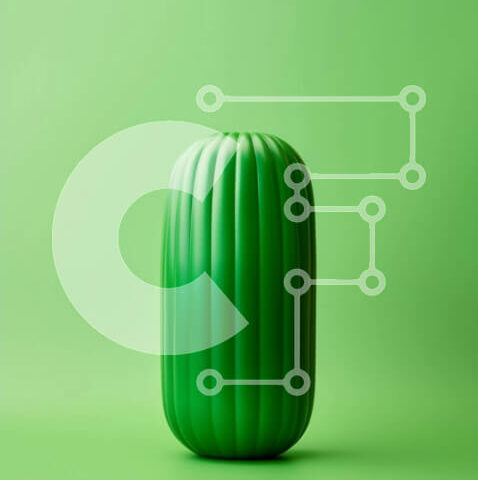 Intra Συλλεκτικό Ξύλινο Παζλ Plywood 4mm - Πράσινο βάζο σε πορτοκαλί φόντο Σε Ξύλινο Κουτί - Διαστάσεις: 10x10 cm – 25 κομμάτια - Image 1