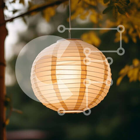 Intra Συλλεκτικό Ξύλινο Παζλ Plywood  4mm - Φανάρι από λευκό χαρτί που κρέμεται από το δέντρο Σε Ξύλινο Κουτί - Διαστάσεις Puzzle: 10x10 cm – 25 κομμάτια - Image 1