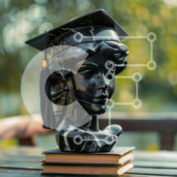 Intra Συλλεκτικό Ξύλινο Παζλ Plywood  4mm - Μαρμάρινο γλυπτό προτομής με καπέλο αποφοίτησης και βιβλία Σε Ξύλινο Κουτί - Διαστάσεις Puzzle: 10x10 cm – 25 κομμάτια - Image 1