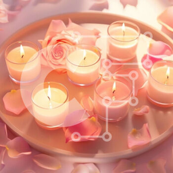 Intra Συλλεκτικό Ξύλινο Παζλ Plywood  4mm - Ρομαντικό λευκό πιάτο με κεριά και ροζ ροδοπέταλα Σε Ξύλινο Κουτί - Διαστάσεις Puzzle: 10x10 cm – 25 κομμάτια - Image 1