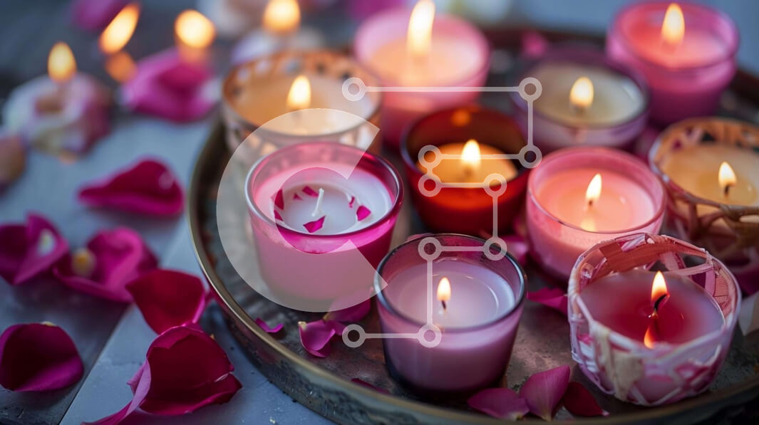 Intra Συλλεκτικό Ξύλινο Παζλ Plywood  4mm - Δίσκος με κεριά με ροδοπέταλα Σε Ξύλινο Κουτί - Διαστάσεις Puzzle: 10x10 cm – 25 κομμάτια