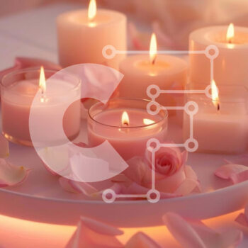 Intra Συλλεκτικό Ξύλινο Παζλ Plywood  4mm - Ρομαντικό σκηνικό υπό το φως των κεριών με ροζ ροδοπέταλα σε λευκό πιάτο Σε Ξύλινο Κουτί - Διαστάσεις Puzzle: 10x10 cm – 25 κομμάτια - Image 1