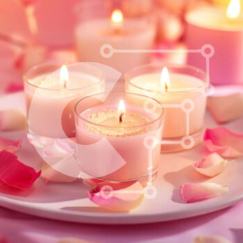 Intra Συλλεκτικό Ξύλινο Παζλ Plywood  4mm - Προσωπικό και ρομαντικό σκηνικό κεριών με ροζ πέταλα Σε Ξύλινο Κουτί - Διαστάσεις Puzzle: 10x10 cm – 25 κομμάτια - Image 1