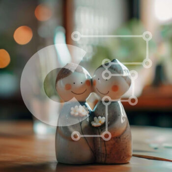 Intra Συλλεκτικό Ξύλινο Παζλ Plywood  4mm - Ρομαντικά ειδώλια με μπουκέτο λουλούδια Σε Ξύλινο Κουτί - Διαστάσεις Puzzle: 10x10 cm – 25 κομμάτια - Image 1