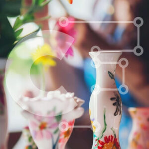 Intra Συλλεκτικό Ξύλινο Παζλ Plywood  4mm - Γυναίκα με πολύχρωμα βάζα στο δωμάτιο Σε Ξύλινο Κουτί - Διαστάσεις Puzzle: 10x10 cm – 25 κομμάτια