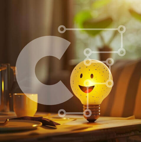 Intra Συλλεκτικό Ξύλινο Παζλ Plywood  4mm - Λάμπα Smiley-Face στο τραπέζι με φλιτζάνια και σκεύη Σε Ξύλινο Κουτί - Διαστάσεις: 10x10 cm – 25 κομμάτια - Image 1