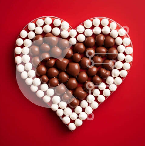 Intra Συλλεκτικό Ξύλινο Παζλ Plywood  4mm - Ρομαντικές καραμέλες σοκολάτας και marshmallow σε σχήμα καρδιάς Σε Ξύλινο Κουτί - Διαστάσεις: 10x10 cm – 25 κομμάτια - Image 1