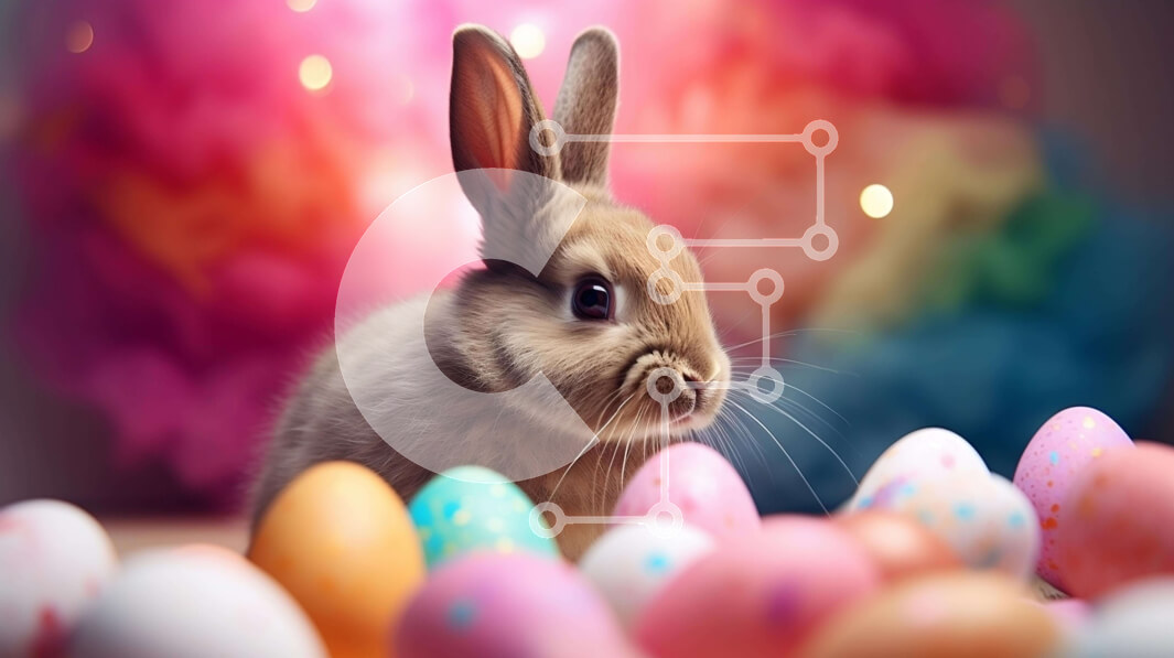 Intra Συλλεκτικό Ξύλινο Παζλ Plywood  4mm - Καφέ λαγουδάκι με πολύχρωμα πασχαλινά αυγά Σε Ξύλινο Κουτί - Διαστάσεις: 10x10 cm – 25 κομμάτια