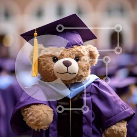 Intra Συλλεκτικό Ξύλινο Παζλ Plywood  4mm - Teddy Bear με ενδυμασία αποφοίτησης Σε Ξύλινο Κουτί - Διαστάσεις Puzzle: 10x10 cm – 25 κομμάτια - Image 1