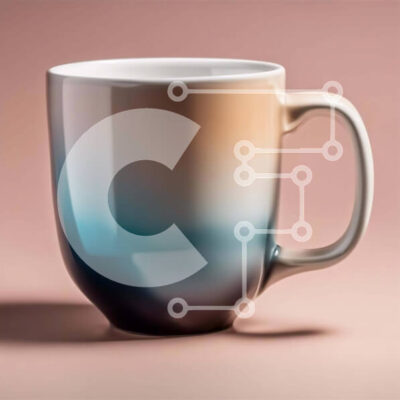 Intra Συλλεκτικό Ξύλινο Παζλ Plywood  4mm - Αφηρημένη κεραμική κούπα καφέ με μπλε, καφέ και πορτοκαλί χρώματα Σε Ξύλινο Κουτί - Διαστάσεις: 10x10 cm – 25 κομμάτια - Image 1