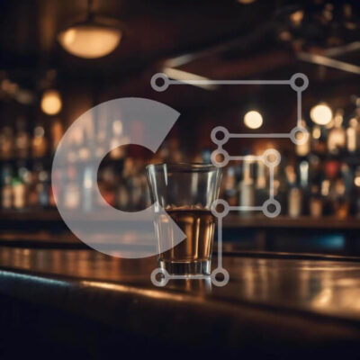 Intra Συλλεκτικό Ξύλινο Παζλ Plywood 4mm - Άδειο ποτήρι ουίσκι σε πάγκο μπαρ με μπουκάλια Σε Ξύλινο Κουτί - Διαστάσεις: 10x10 cm – 25 κομμάτια - Image 1