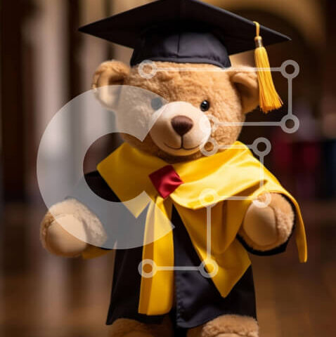 Intra Συλλεκτικό Ξύλινο Παζλ Plywood 4mm - Ακαδημαϊκό Teddy Bear με ενδυμασία αποφοίτησης Σε Ξύλινο Κουτί - Διαστάσεις Puzzle: 10x10 cm – 25 κομμάτια - Image 1