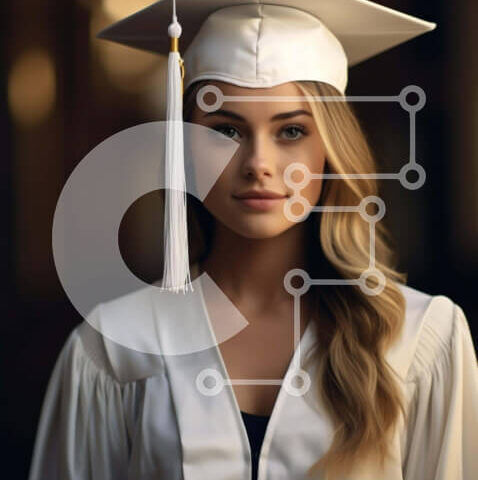 Intra Συλλεκτικό Ξύλινο Παζλ Plywood  4mm - Φωτογραφία αποφοίτησης μιας νεαρής γυναίκας Σε Ξύλινο Κουτί - Διαστάσεις Puzzle: 10x10 cm – 25 κομμάτια - Image 1