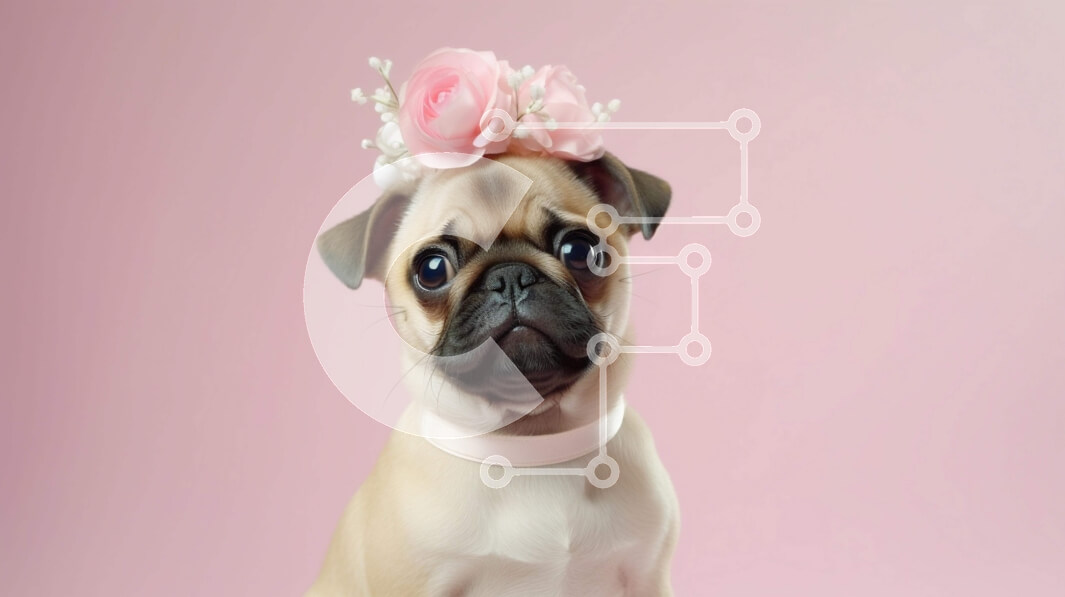 Intra Συλλεκτικό Ξύλινο Παζλ Plywood  4mm - Μικρό σκυλί πατημασιά με ροζ λουλούδια Σε Ξύλινο Κουτί - Διαστάσεις: 10x10 cm – 25 κομμάτια