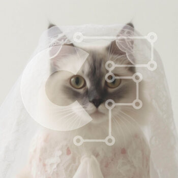 Intra Συλλεκτικό Ξύλινο Παζλ Plywood  4mm - Γάτα με λευκό πέπλο γάμου Σε Ξύλινο Κουτί - Διαστάσεις Puzzle: 10x10 cm – 25 κομμάτια - Image 1