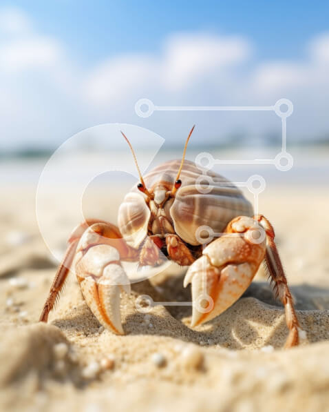 Intra Συλλεκτικό Ξύλινο Παζλ Plywood  4mm - Μεγάλο Καβούρι που περπατά στην παραλία Σε Ξύλινο Κουτί - Διαστάσεις: 10x10 cm – 25 κομμάτια