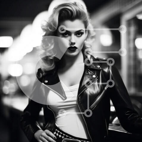 Intra Συλλεκτικό Ξύλινο Παζλ Plywood  4mm - Κομψή γυναίκα με δερμάτινο μπουφάν και φούστα Σε Ξύλινο Κουτί - Διαστάσεις Puzzle: 10x10 cm – 25 κομμάτια - Image 1