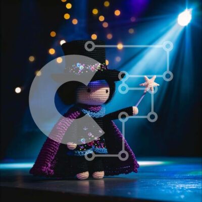 Intra Συλλεκτικό Ξύλινο Παζλ Plywood 4mm - Παιχνίδι κούκλα με κροσέ στη σκηνή με φώτα Σε Ξύλινο Κουτί - Διαστάσεις Puzzle: 10x10 cm – 25 κομμάτια - Image 1