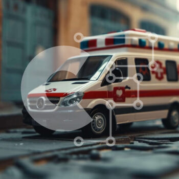 Intra Συλλεκτικό Ξύλινο Παζλ Plywood  4mm - Παιχνίδι όχημα ασθενοφόρου σε αστικό περιβάλλον Σε Ξύλινο Κουτί - Διαστάσεις Puzzle: 10x10 cm – 25 κομμάτια - Image 1