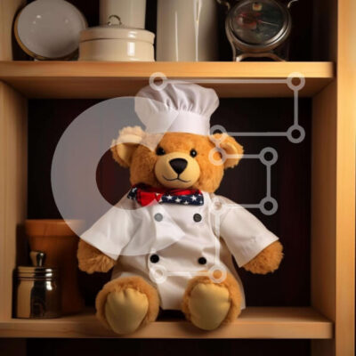 Intra Συλλεκτικό Ξύλινο Παζλ Plywood  4mm - Teddy Bear Chef στα ράφια Σε Ξύλινο Κουτί - Διαστάσεις: 10x10 cm – 25 κομμάτια - Image 1