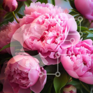 Intra Συλλεκτικό Ξύλινο Παζλ Plywood  4mm - Μπουκέτο με ροζ παιώνιες και λουλούδια Σε Ξύλινο Κουτί - Διαστάσεις: 10x10 cm – 25 κομμάτια