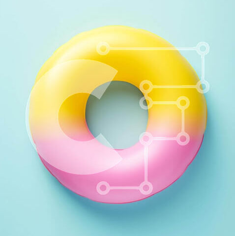 Intra Συλλεκτικό Ξύλινο Παζλ Plywood  4mm - Πλωτήρας πισίνας σε σχήμα ντόνατς σε μπλε φόντο Aqua Σε Ξύλινο Κουτί - Διαστάσεις Puzzle: 10x10 cm – 25 κομμάτια - Image 1