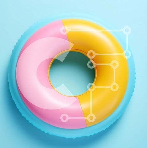 Intra Συλλεκτικό Ξύλινο Παζλ Plywood  4mm - Φουσκωτό σωσίβιο δαχτυλίδι σε μπλε φόντο Σε Ξύλινο Κουτί - Διαστάσεις: 10x10 cm – 25 κομμάτια - Image 1