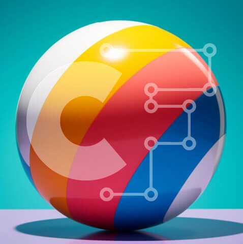 Intra Συλλεκτικό Ξύλινο Παζλ Plywood 4mm - Πολύχρωμη μπάλα παραλίας σε ζωντανό φόντο Σε Ξύλινο Κουτί - Διαστάσεις Puzzle: 10x10 cm – 25 κομμάτια - Image 1