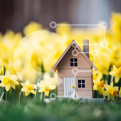 Intra Συλλεκτικό Ξύλινο Παζλ Plywood 4mm - Ξύλινο σπίτι ανάμεσα στους νάρκισσους Σε Ξύλινο Κουτί - Διαστάσεις: 10x10 cm – 25 κομμάτια - Image 1