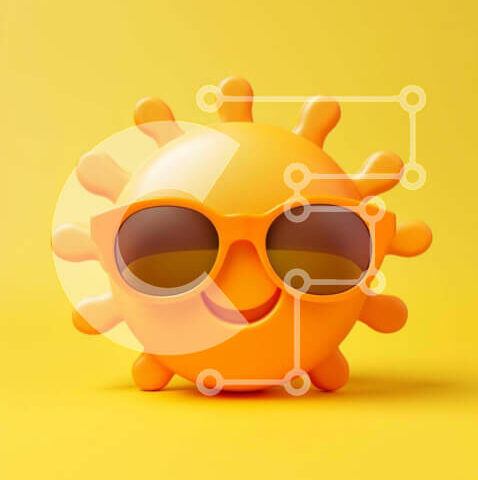 Intra Συλλεκτικό Ξύλινο Παζλ Plywood  4mm - Πορτοκαλί ήλιος με γυαλιά ηλίου Σε Ξύλινο Κουτί - Διαστάσεις Puzzle: 10x10 cm – 25 κομμάτια - Image 1