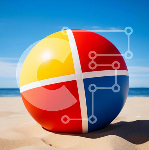 Intra Συλλεκτικό Ξύλινο Παζλ Plywood 4mm - Πολύχρωμη μπάλα στην αμμώδη παραλία Σε Ξύλινο Κουτί - Διαστάσεις Puzzle: 10x10 cm – 25 κομμάτια - Image 1