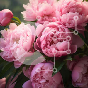 Intra Συλλεκτικό Ξύλινο Παζλ Plywood  4mm - Μπουκέτο με ροζ παιώνιες που ανθίζουν σε έναν κήπο Σε Ξύλινο Κουτί - Διαστάσεις: 10x10 cm – 25 κομμάτια