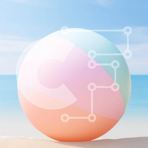 Intra Συλλεκτικό Ξύλινο Παζλ Plywood  4mm - Πολύχρωμη μπάλα παραλίας στην αμμώδη ακτή Σε Ξύλινο Κουτί - Διαστάσεις Puzzle: 10x10 cm – 25 κομμάτια - Image 1