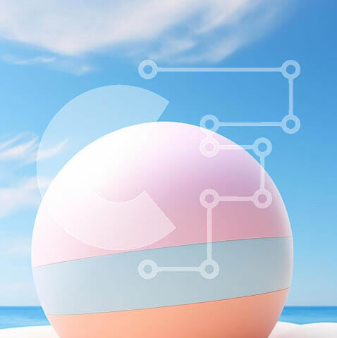 Intra Συλλεκτικό Ξύλινο Παζλ Plywood  4mm - Ζωηρόχρωμη μπάλα στην παραλία κοντά στον ωκεανό Σε Ξύλινο Κουτί - Διαστάσεις Puzzle: 10x10 cm – 25 κομμάτια - Image 1