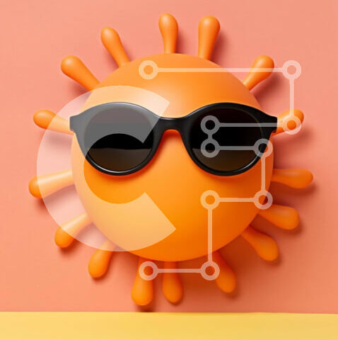 Intra Συλλεκτικό Ξύλινο Παζλ Plywood  4mm - Πορτοκαλί ήλιος με γυαλιά ηλίου Σε Ξύλινο Κουτί - Διαστάσεις Puzzle: 10x10 cm – 25 κομμάτια - Image 1