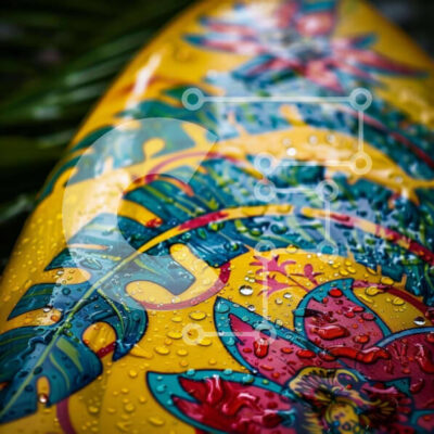 Intra Συλλεκτικό Ξύλινο Παζλ Plywood 4mm - Πολύχρωμη σανίδα του σερφ διακοσμημένη με λουλούδια Σε Ξύλινο Κουτί - Διαστάσεις Puzzle: 10x10 cm – 25 κομμάτια - Image 1