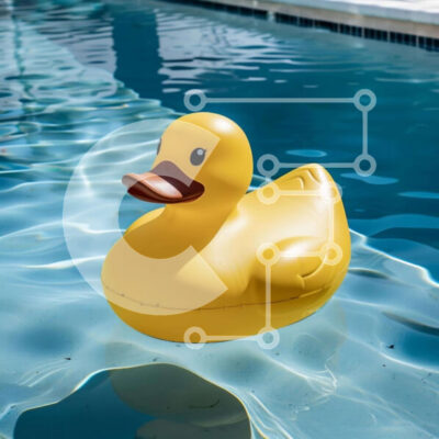 Intra Συλλεκτικό Ξύλινο Παζλ Plywood  4mm - Κίτρινη λαστιχένια πάπια που επιπλέει στην πισίνα Σε Ξύλινο Κουτί - Διαστάσεις: 10x10 cm – 25 κομμάτια - Image 1