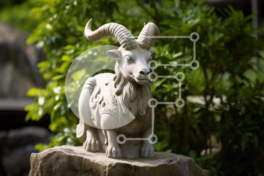 Intra Συλλεκτικό Ξύλινο Παζλ Plywood  4mm - Άγαλμα λευκής κατσίκας στον κήπο Σε Ξύλινο Κουτί - Διαστάσεις: 10x10 cm – 25 κομμάτια