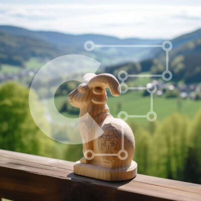 Intra Συλλεκτικό Ξύλινο Παζλ Plywood  4mm - Ξύλινο άγαλμα κριαριού Σε Ξύλινο Κουτί - Διαστάσεις Puzzle: 10x10 cm – 25 κομμάτια - Image 1