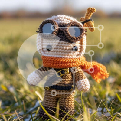 Intra Συλλεκτικό Ξύλινο Παζλ Plywood  4mm - Πιλότος με κροσέ στο Grass Field Σε Ξύλινο Κουτί - Διαστάσεις: 10x10 cm – 25 κομμάτια - Image 1